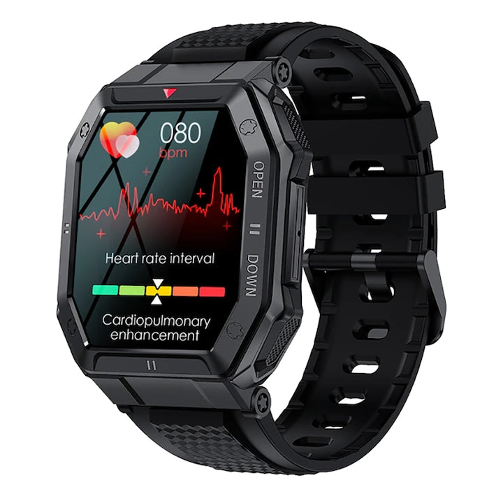 Ceas smartwatch barbati TechONE® K55, Negru