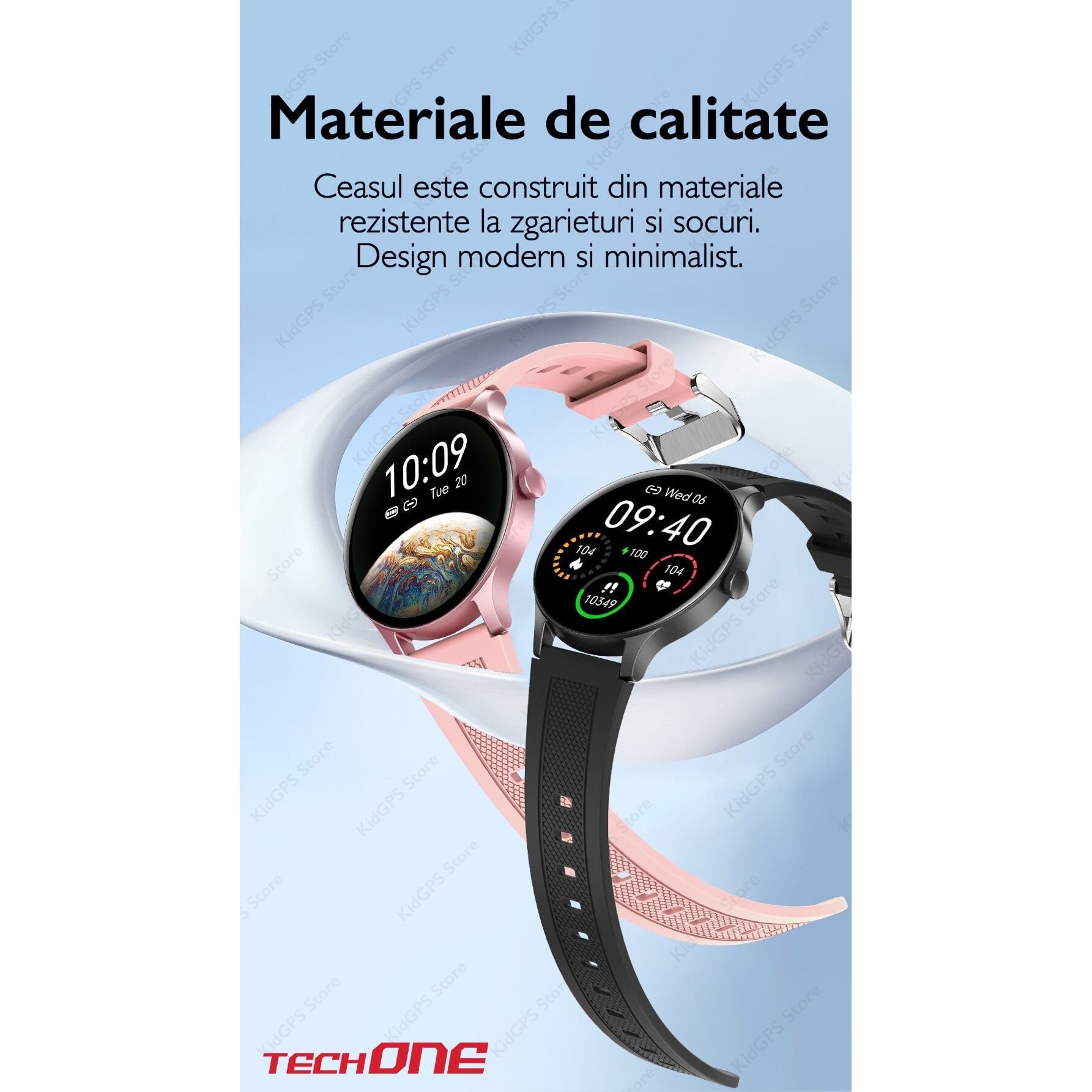Ceas smartwatch si bratara fitness femei TechONE NY20, Roz