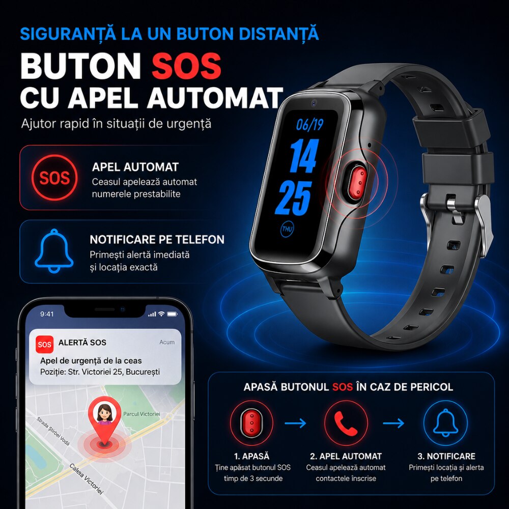 Ceas Smartwatch Copii Si Adulti Telefon Techone CT02S Navio