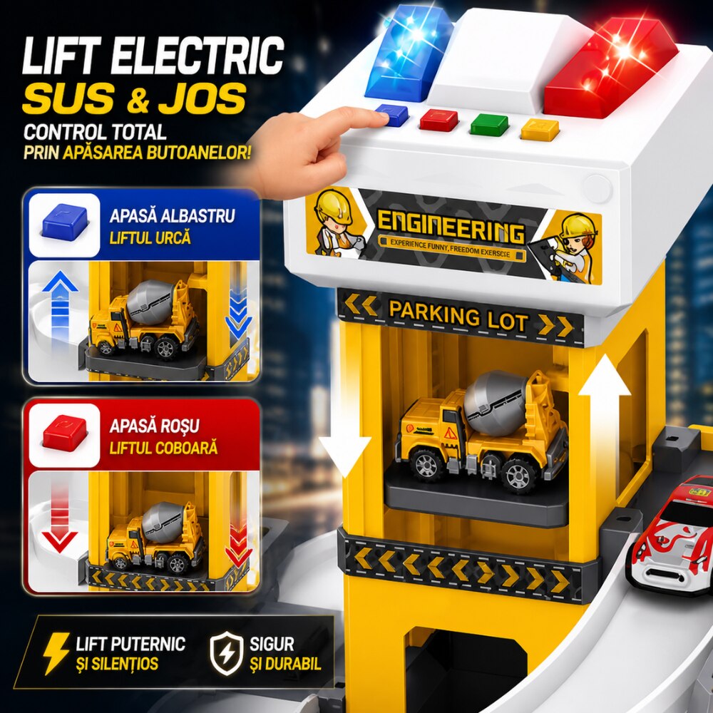 Set Jucarie Interactiva Parcare Auto Pentru Masinute KidProtect Parking Tower