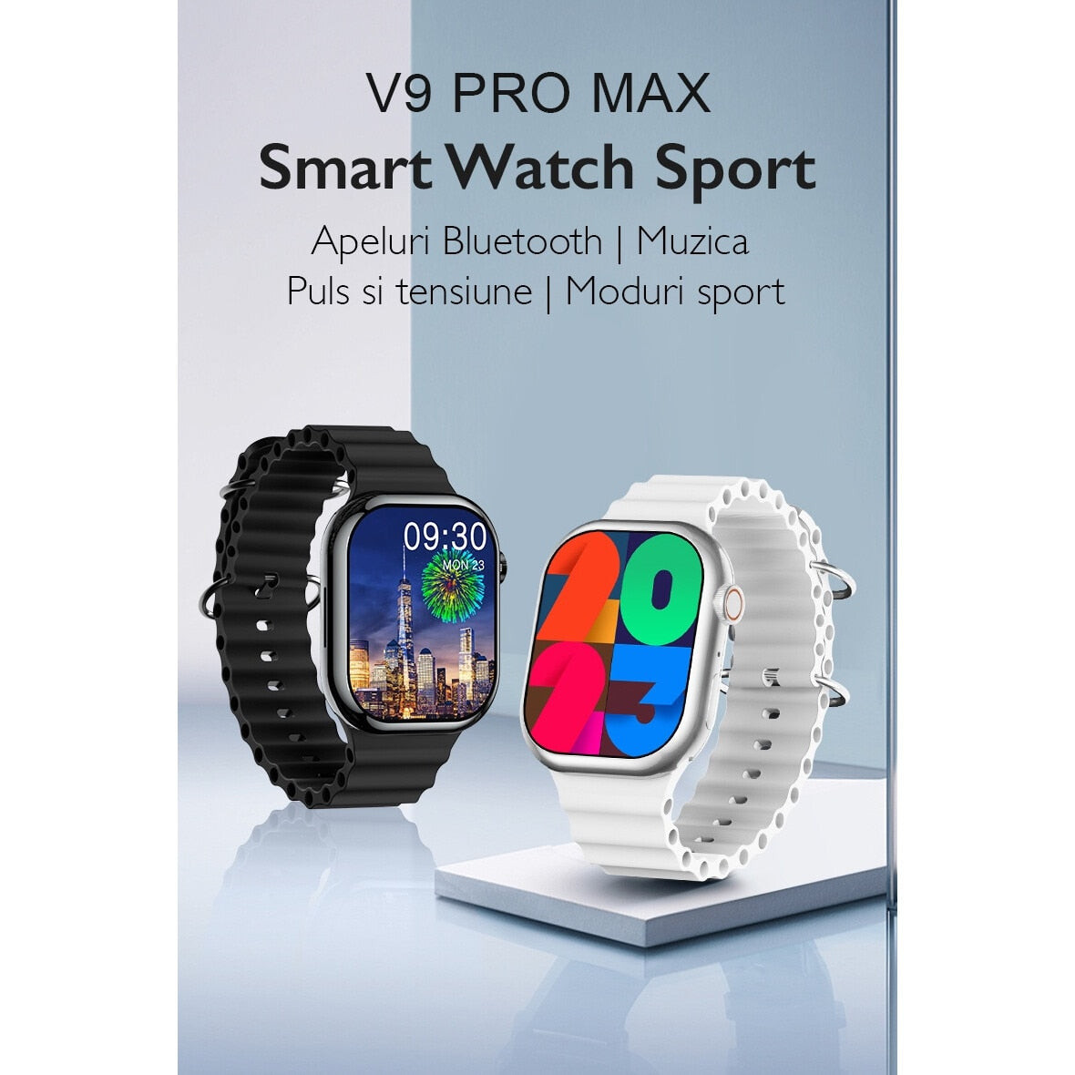 Ceas smartwatch barbati TechONE® V9 Pro Ultra, Negru