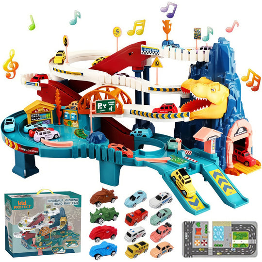 Set Jucarie Interactiva Circuit Cu Masinute KidProtect Jurassic Speedway