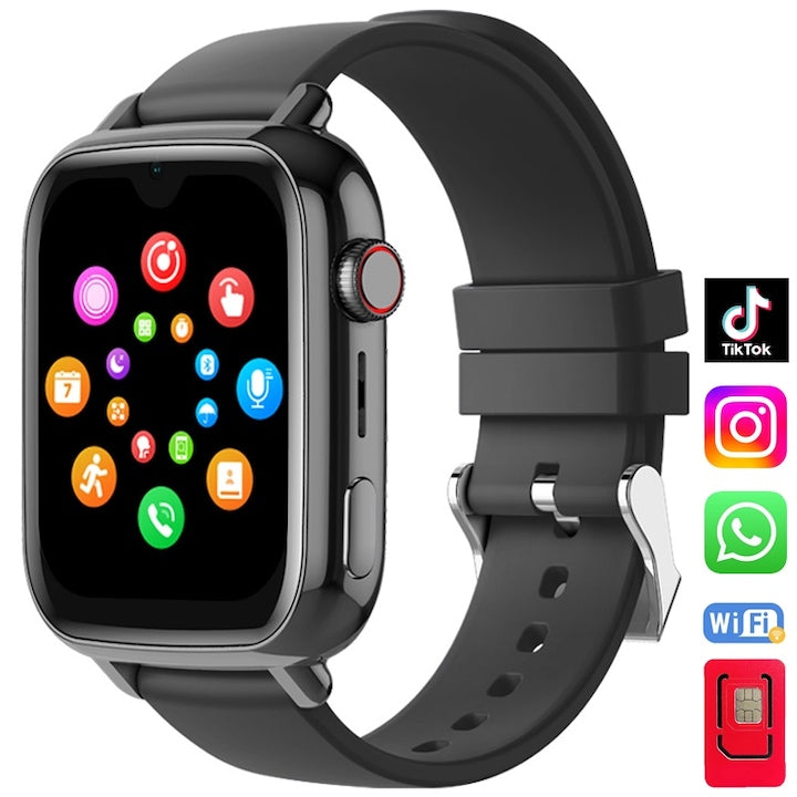Ceas Smartwatch GPS Copii Cu Localizare Si Telefon Techone® TrackMe KT34 Plus, Negru