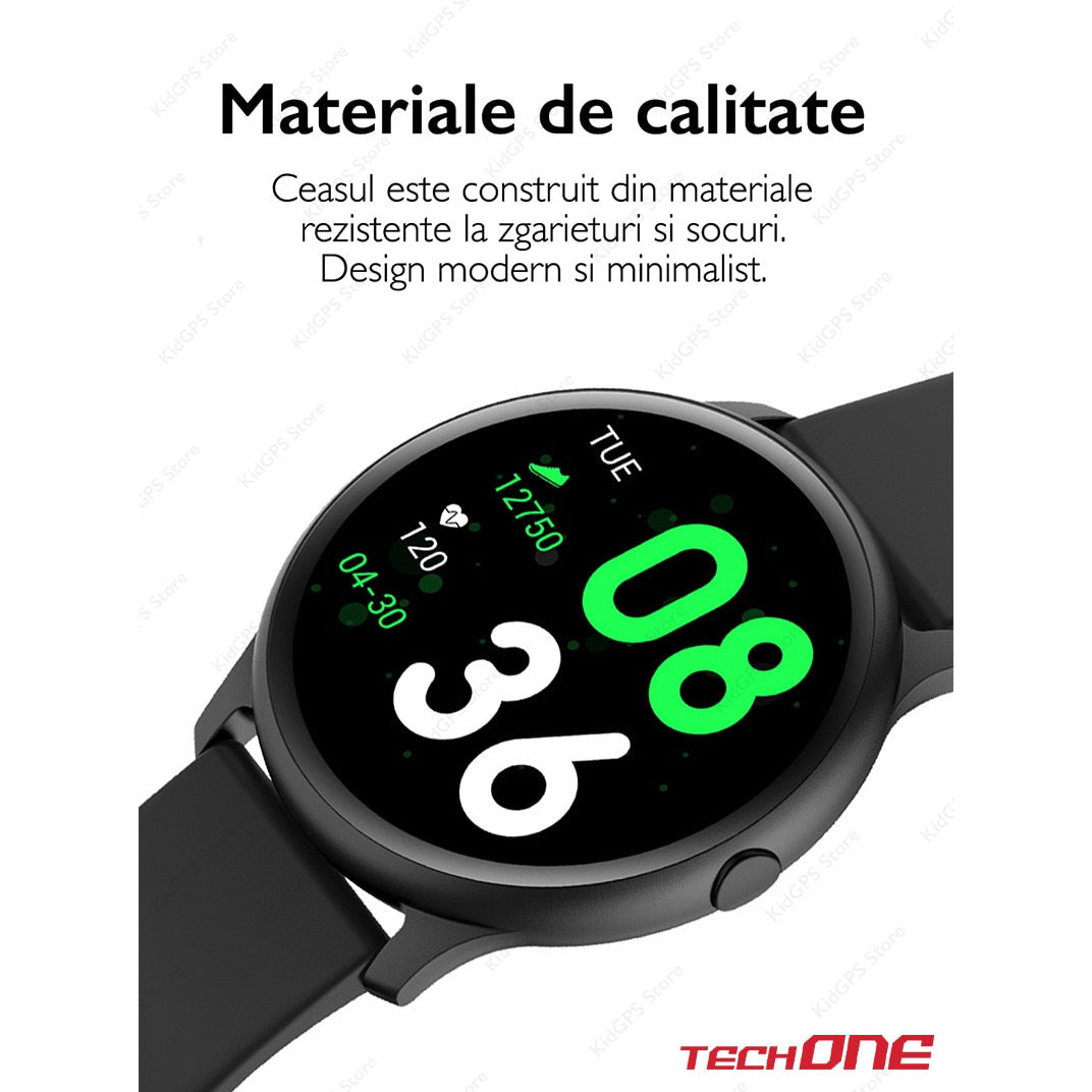 Smartwatch si bratara fitness TechONE™ KW19 Pro, Negru