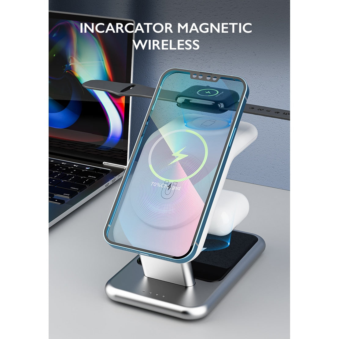 Incarcator Wireless 3 in 1 pentru iPhone Loowoko® Y10