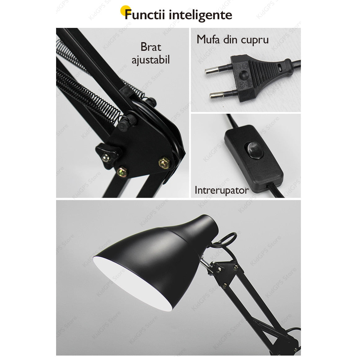 Lampa de birou Huerler® Mini Arhitect E27, Negru
