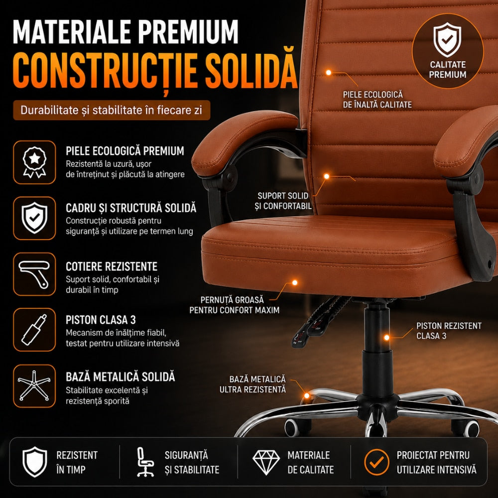 Scaun de Birou Directorial Cu Masaj KD Home DirectorX Duo, Maro