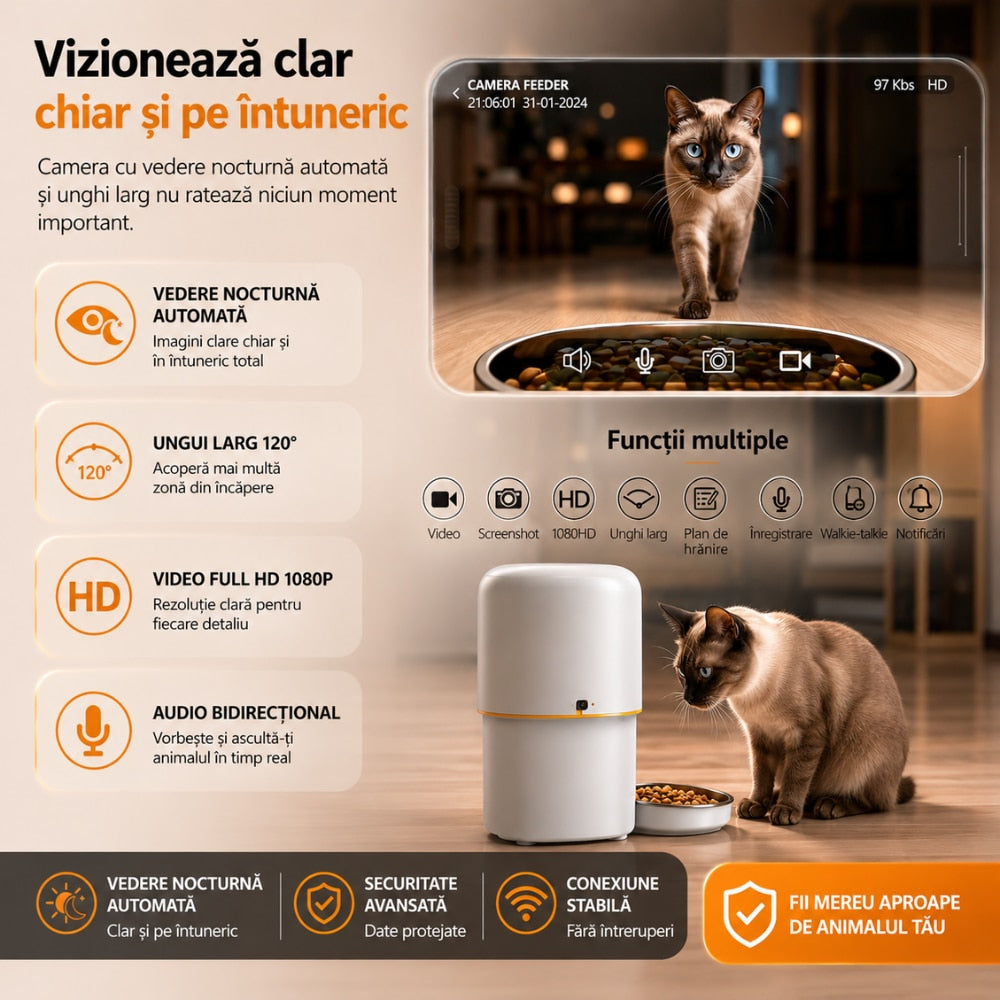 Dozator Mancare Automat Grunluft F05 WiFi