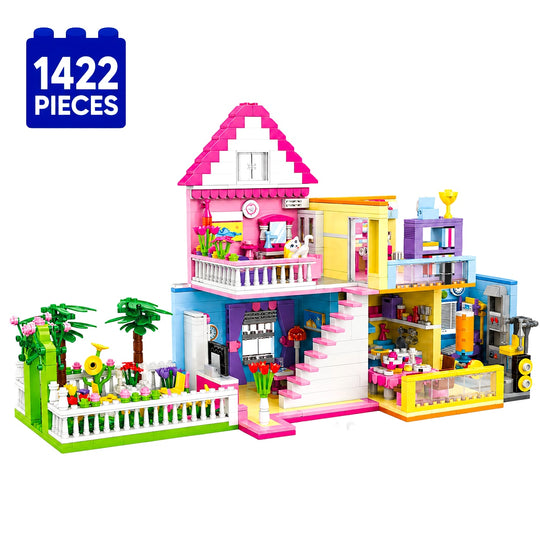 Set de Constructie cu Piese Tip Blocuri Constructie 1422 Piese MiniBric Joyful Villa 4560