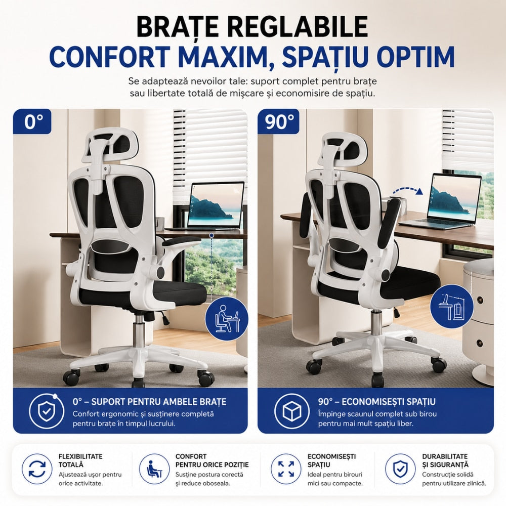 Scaun De Birou Directorial Ergonomic KD Home Ergonex, Negru
