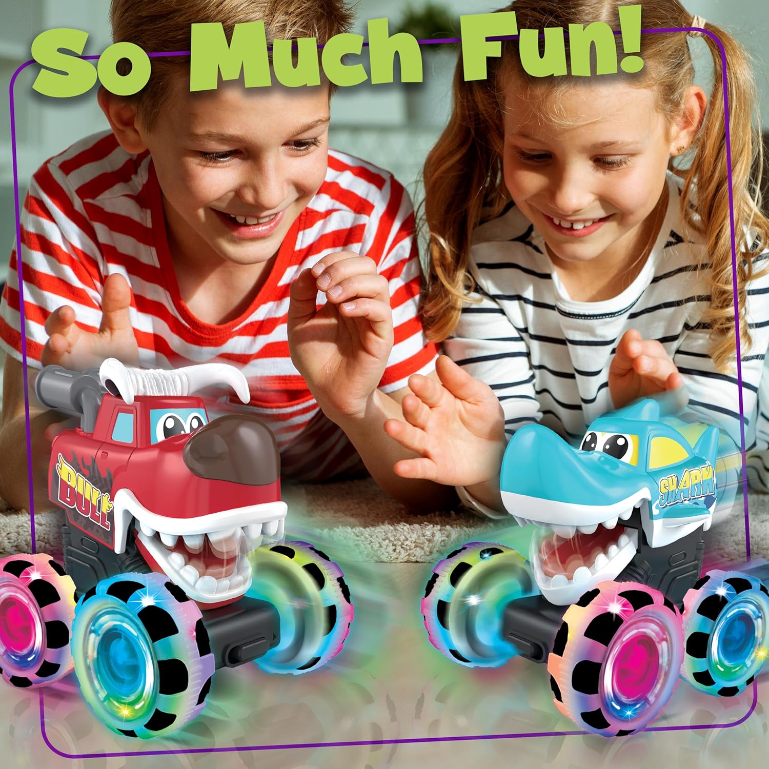 Set Masinute Pentru Copii, KidProtect Monster Wheely