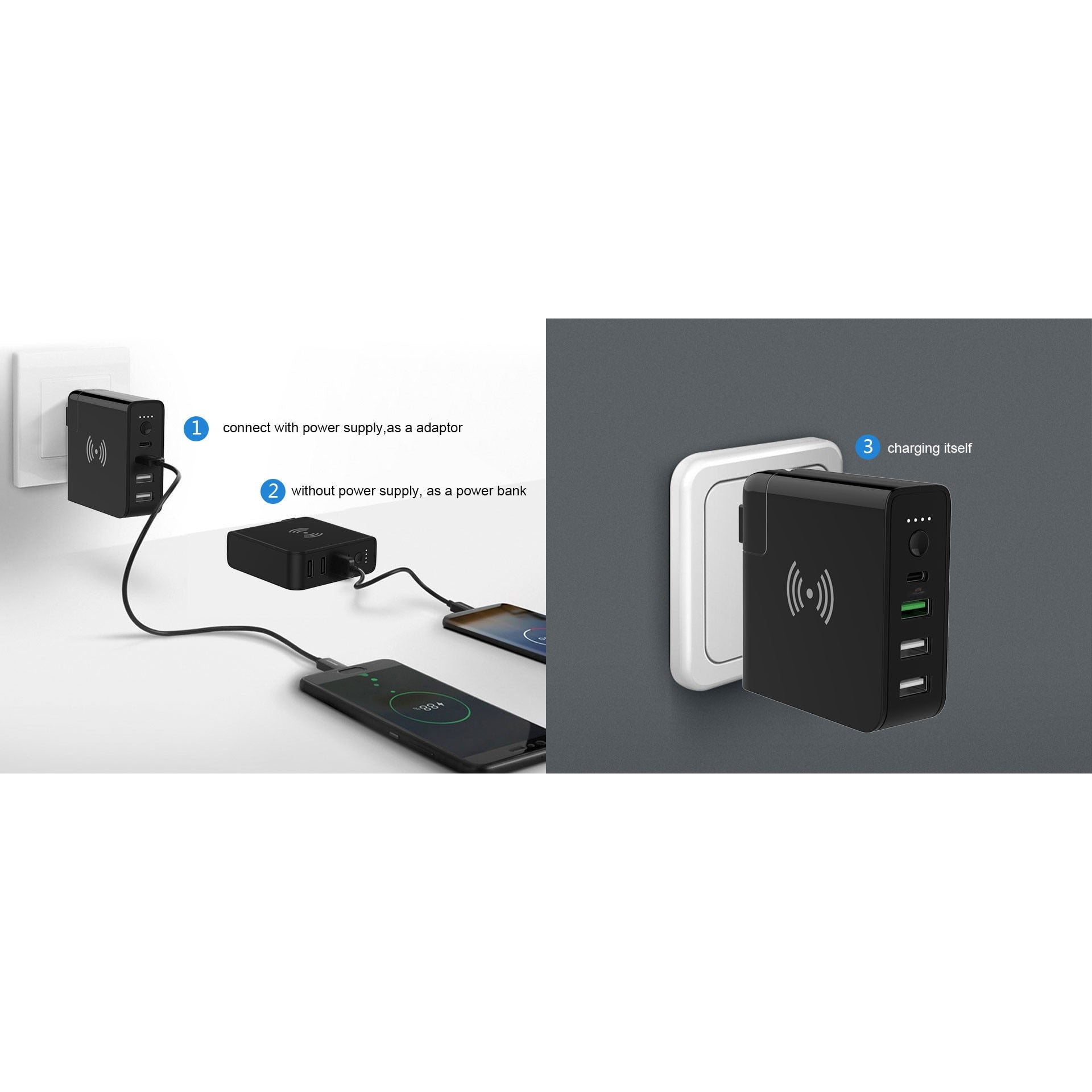 Baterie externa multifunctionala, incarcator USB Loowoko™ LWC-WP6