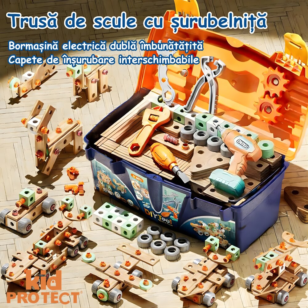 Trusa de Scule Copii De Constructie, Kidprotect Constructor Meister