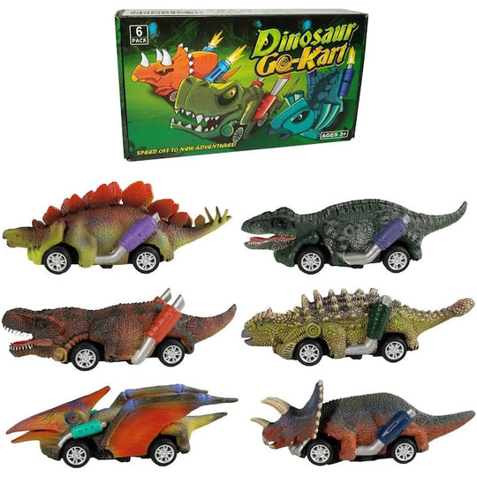 Set 6 Masinute Dinozauri De Jucarie Pentru Copii, KidProtect Jurassic Speeders, 3 ani+