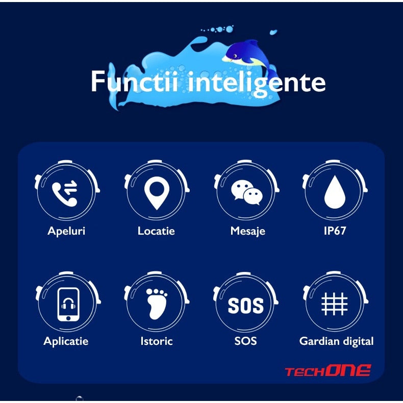 Ceas Smartwatch GPS Copii Cu Localizare Si Telefon Techone® WonderWatch, Roz