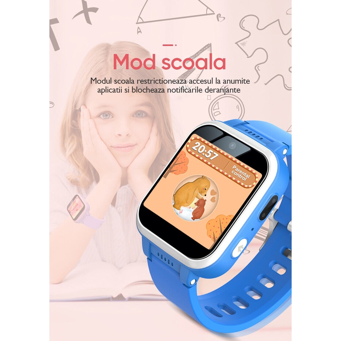 Ceas smartwatch copii Techone® Y90 Pro Plus+, Albastru