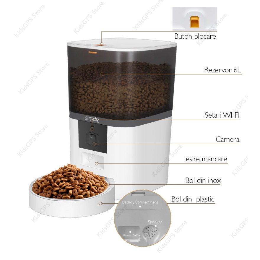 Hranitor automat Grunluft® QQ005 WiFi, Alb