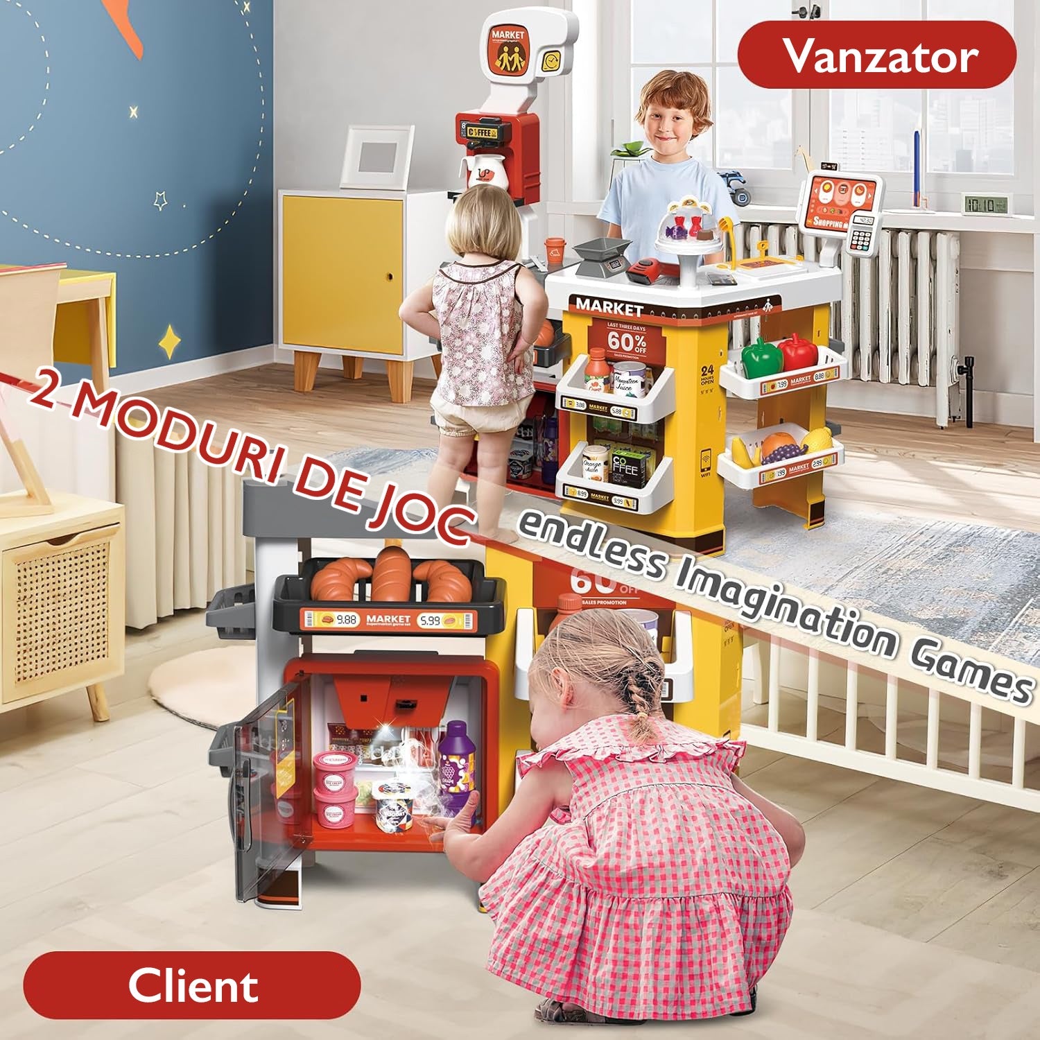 Set de Cumparaturi Tip Supermarket KidProtect MiniMarket Deluxe