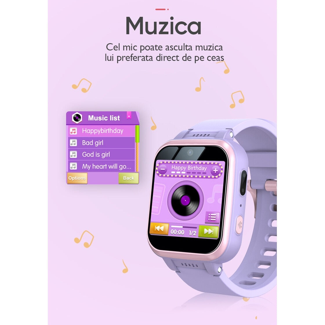 Ceas smartwatch copii Techone® Y90 Pro Plus+, Albastru