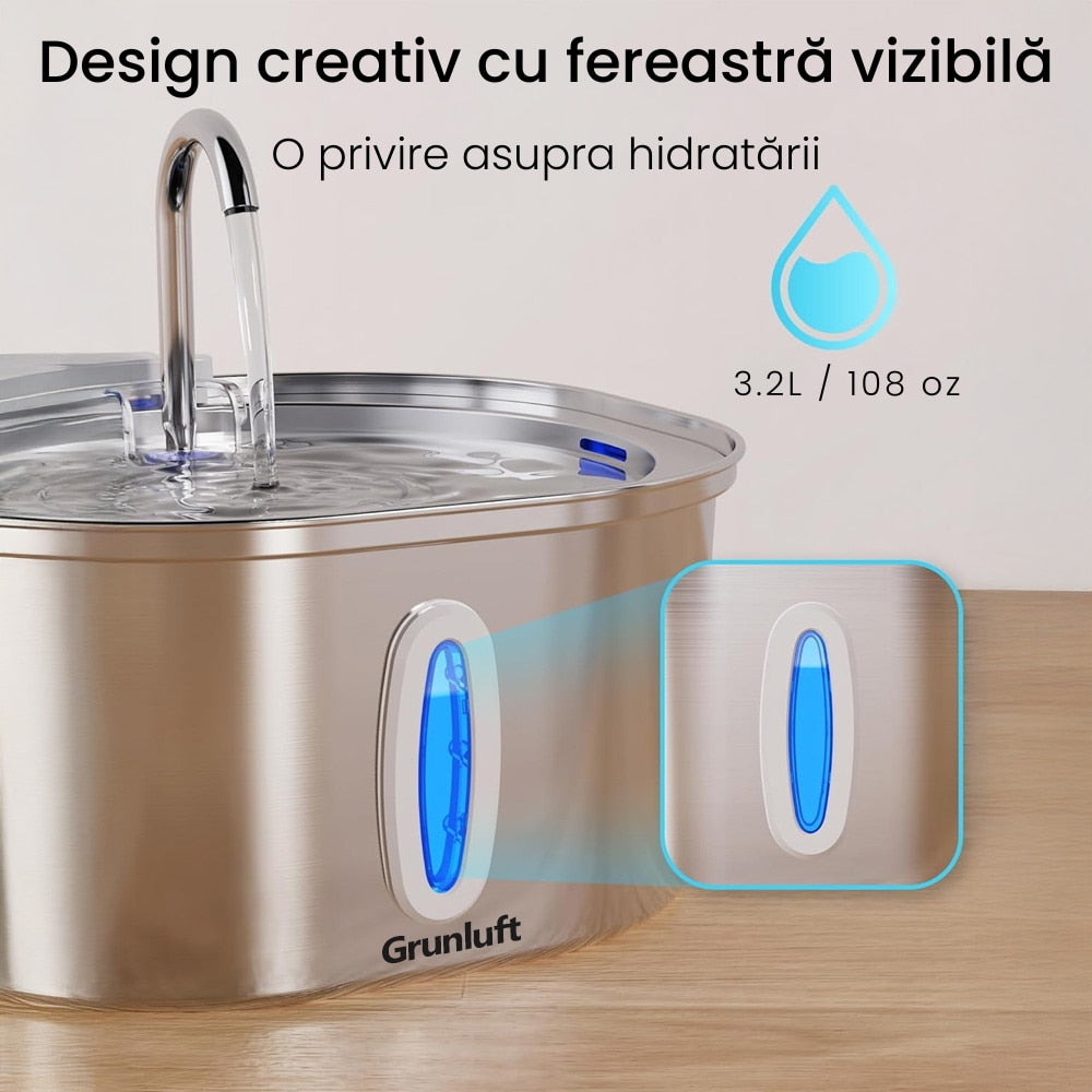 Fantana Apa Pisici si Caini Automat Inox 3.2 L, Grunluft HydroPaw