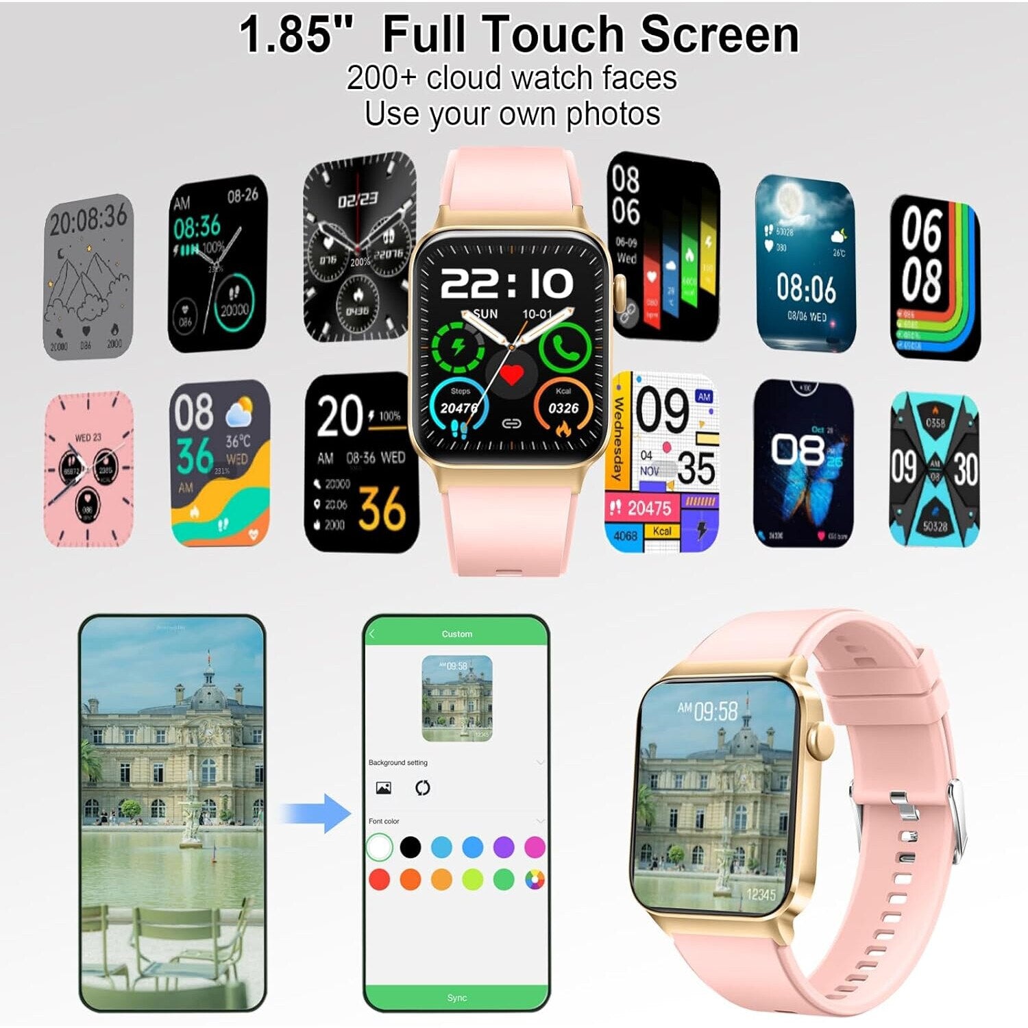 Ceas Smartwatch Femei TechONE® Zen Wrist, Gold