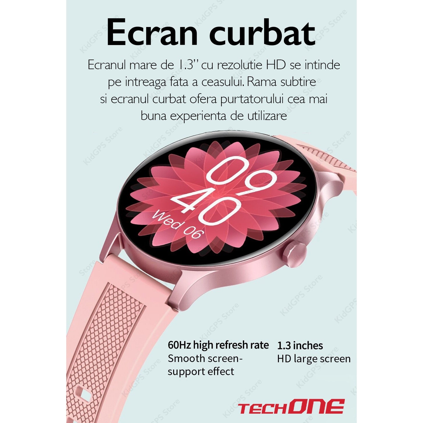 Ceas smartwatch si bratara fitness femei TechONE NY20, Roz
