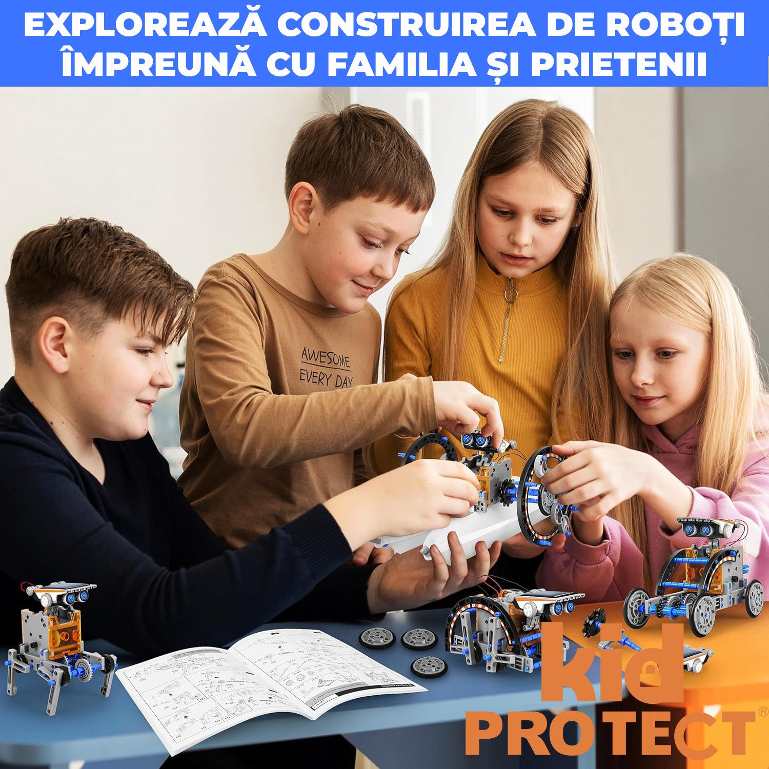 Set De Creatie Roboti Cu Energie Solara KidProtect SolarBotix 13-in-1