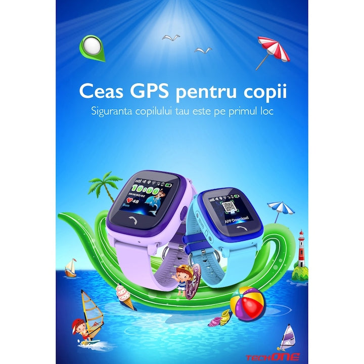 Ceas Smartwatch GPS Copii Cu Localizare Si Telefon Techone® WonderWatch, Roz