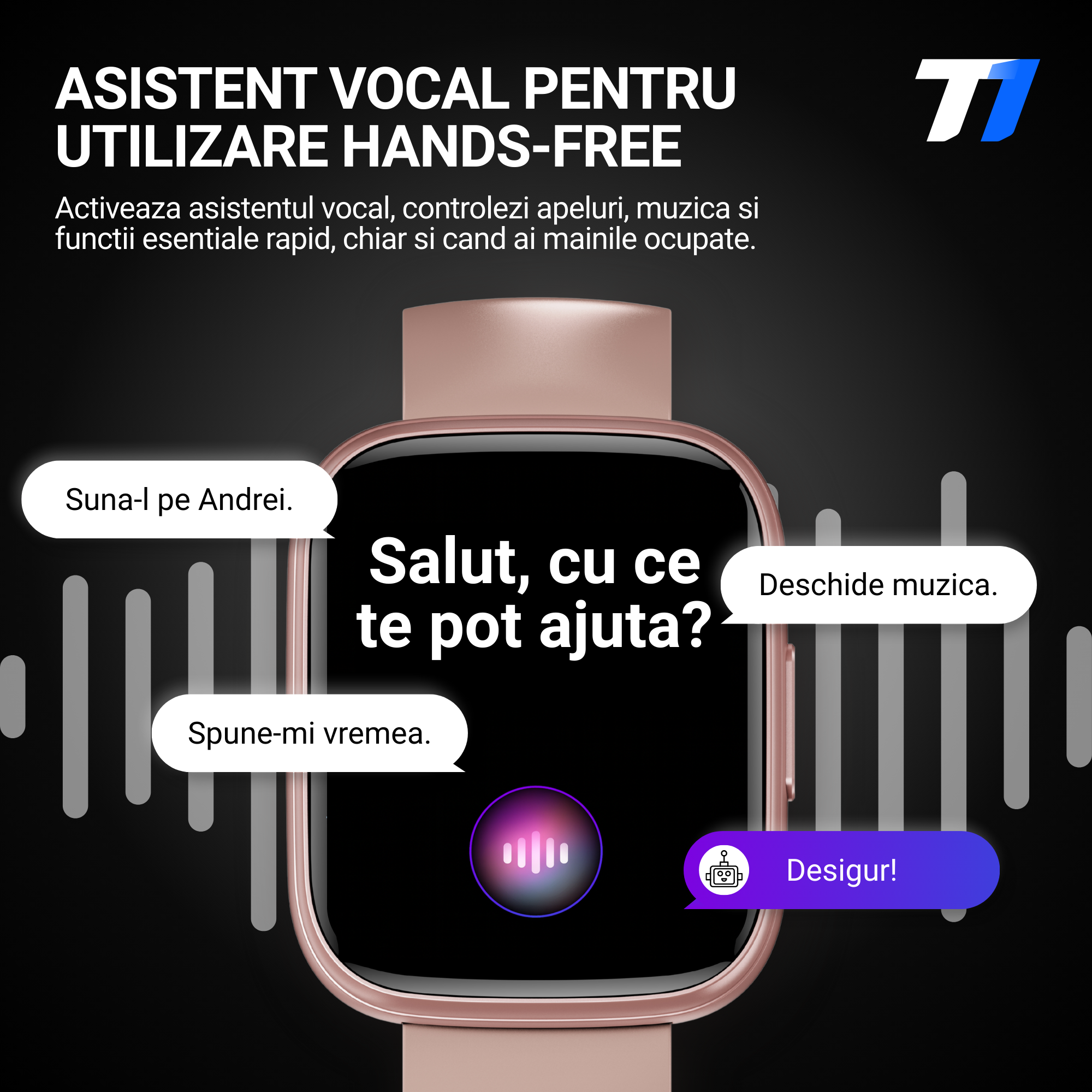 Ceas Smartwatch Femei TechONE CardioX Elite, Auriu