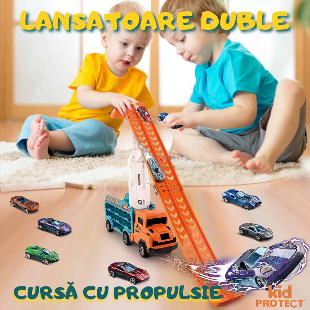 Set Camion Tir De Jucarie Extensibil Lansator Masinute Pentru Copii Transport, KidProtect Rocket Lunch
