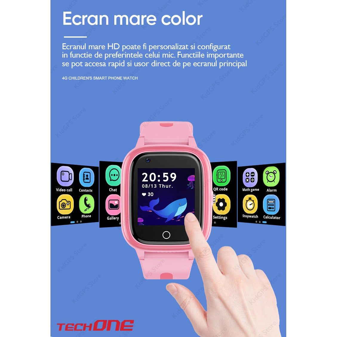 Ceas smartwatch GPS copii Techone™ CT03, Albastru