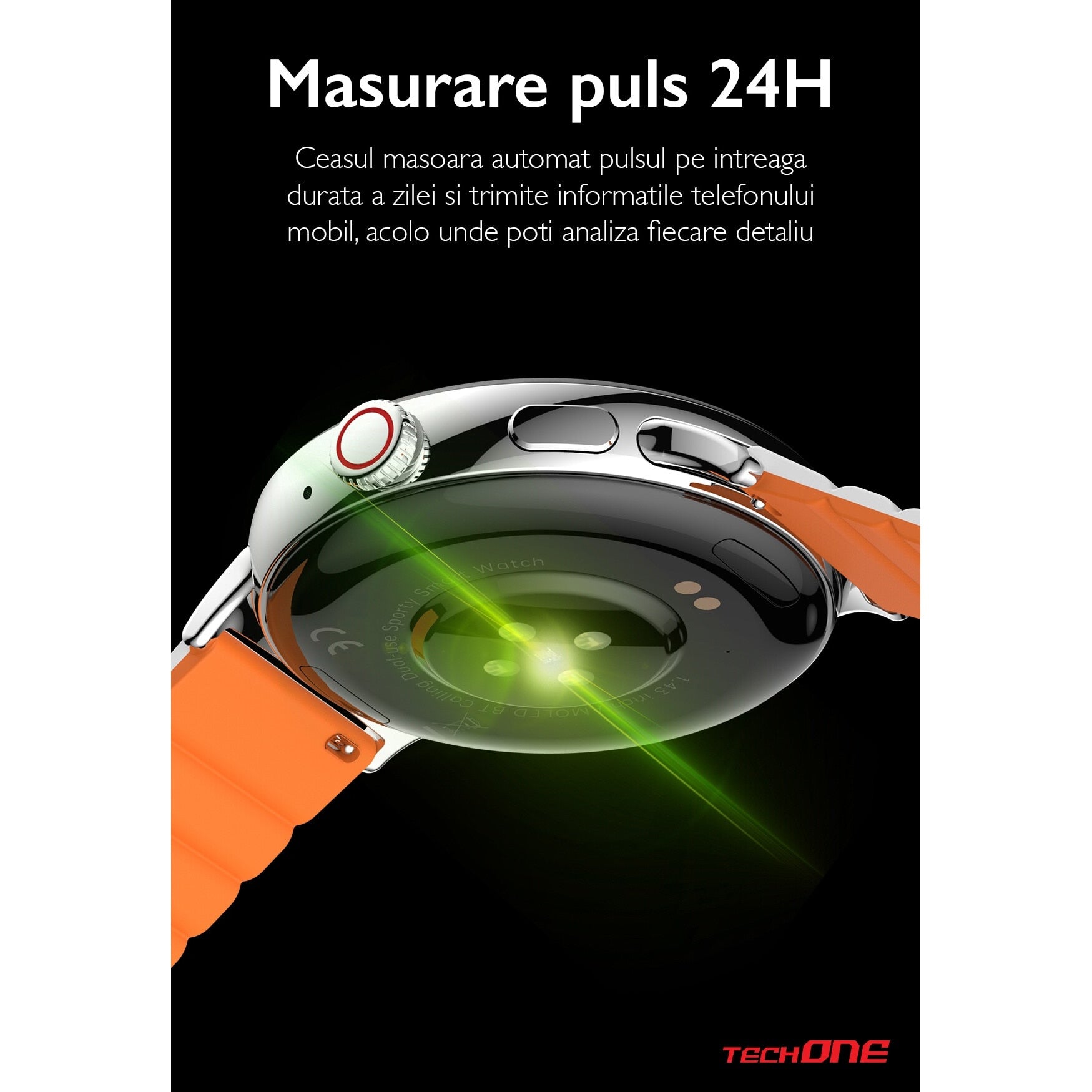 Ceas Smartwatch Barbati TechONE® NeoWrist Pro, Negru