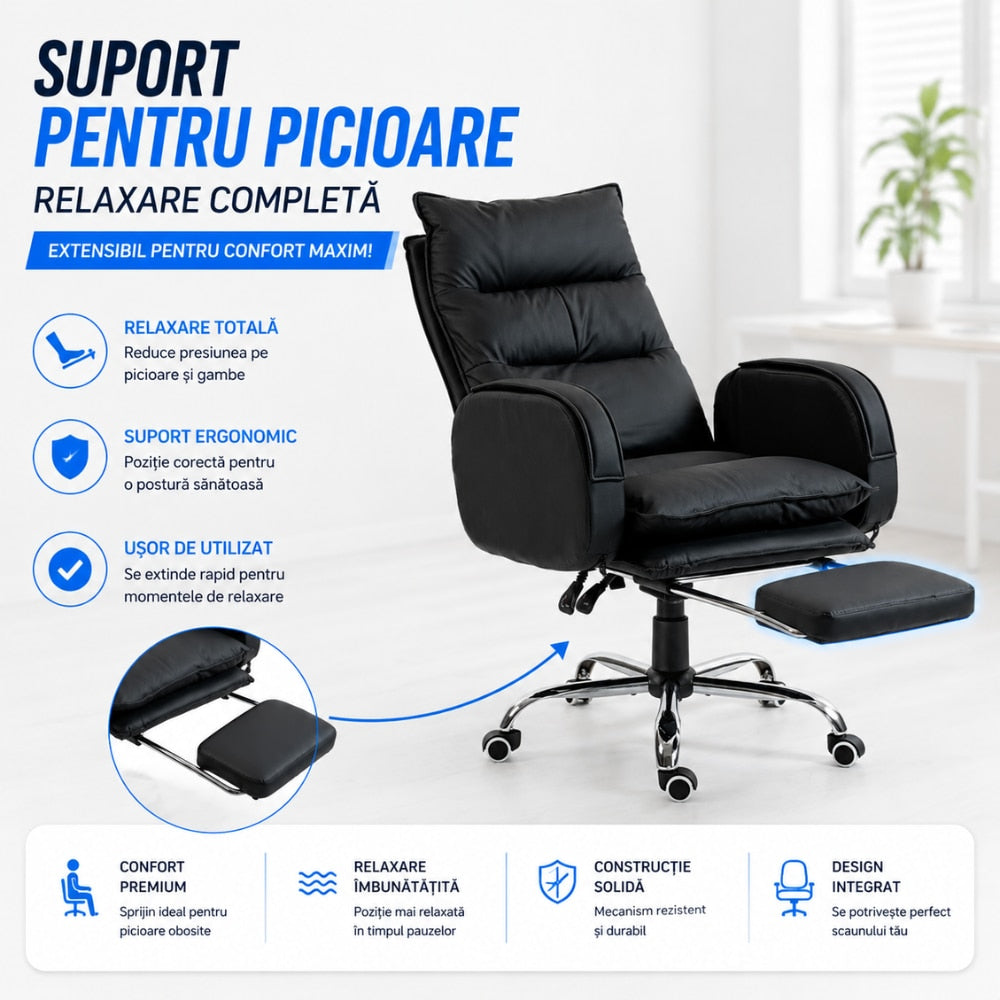 Scaun de Birou Directorial Cu Masaj KD Home CEO UltraComfort 8, Negru