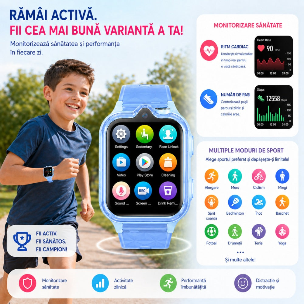 Ceas Smartwatch Copii Si Telefon Techone KT42, Blue