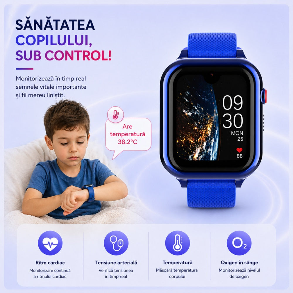 Ceas Smartwatch Copii Si Telefon Techone KT38, Albastru