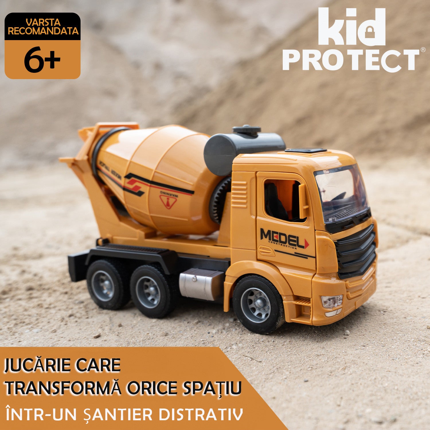 Betoniera Super Realista Cu Telecomanda Pentru Copii KidProtect ConcretePro RC