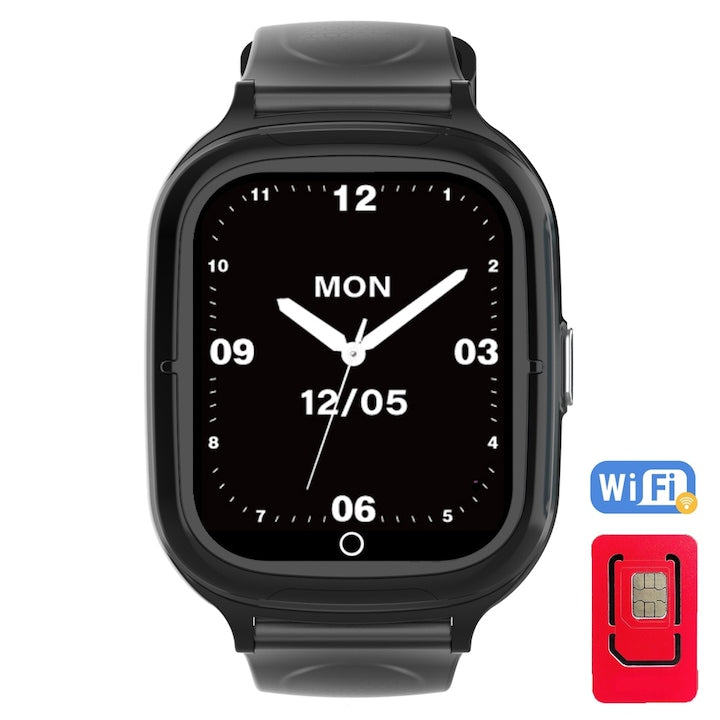 Ceas Smartwatch GPS Copii si Adulti Cu Localizare Si Telefon Techone® SafeStep CT10T, Negru