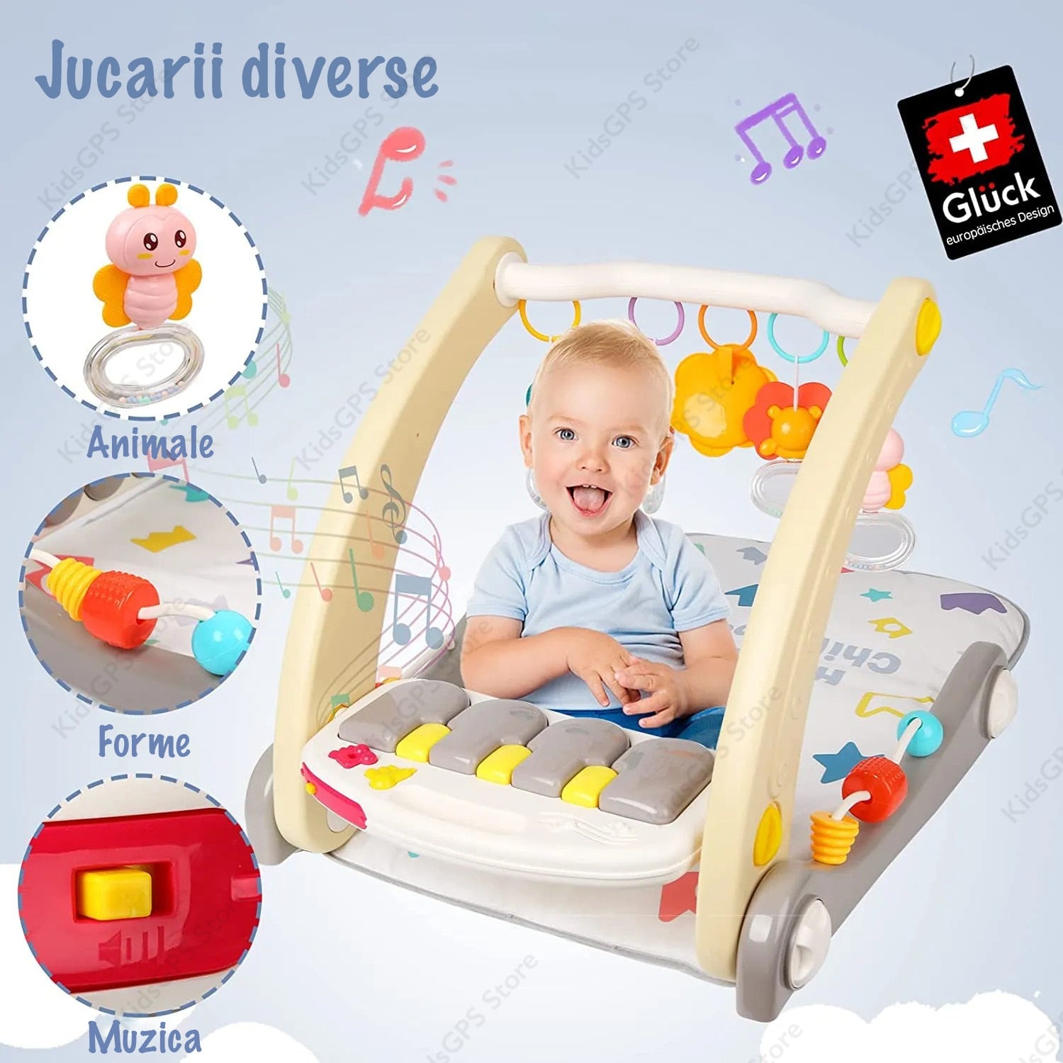 Antemergator si saltea activitati Copii 2 in 1 KidProtect® Piano