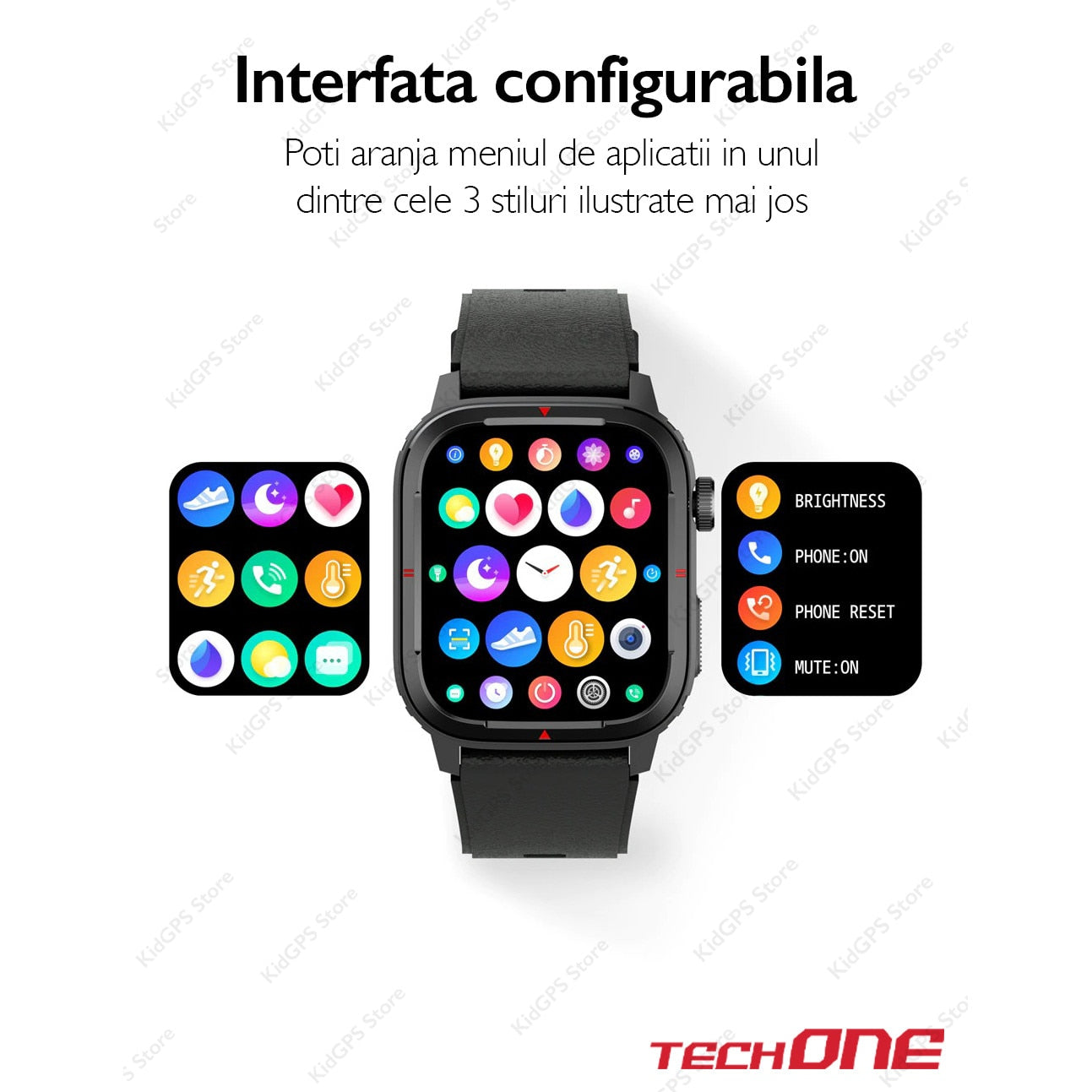 Ceas smartwatch barbati TechONE Q25 GT Runner, Argintiu