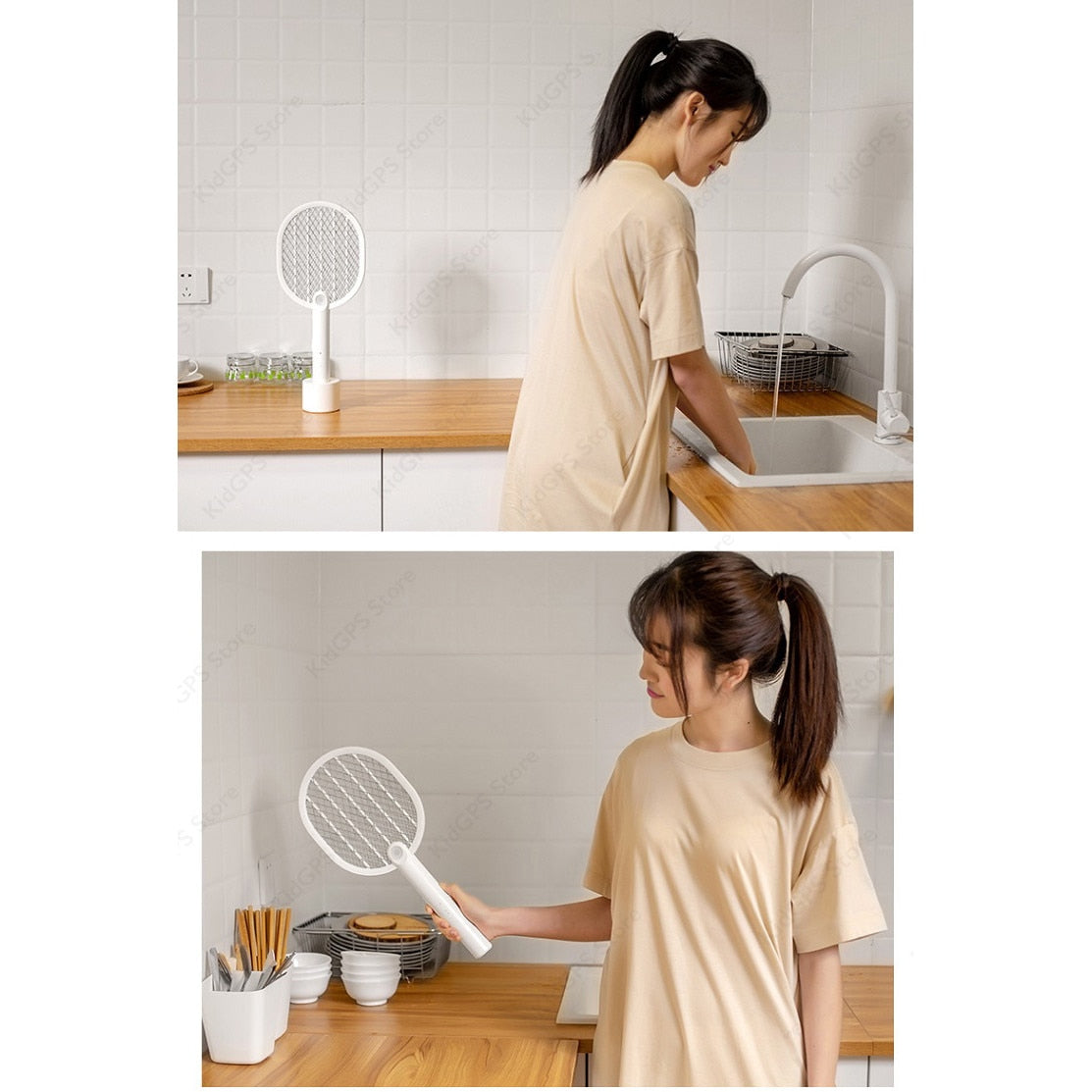 Paleta electrica anti tantari si insecte 2 in 1 Grunluft®, Galben