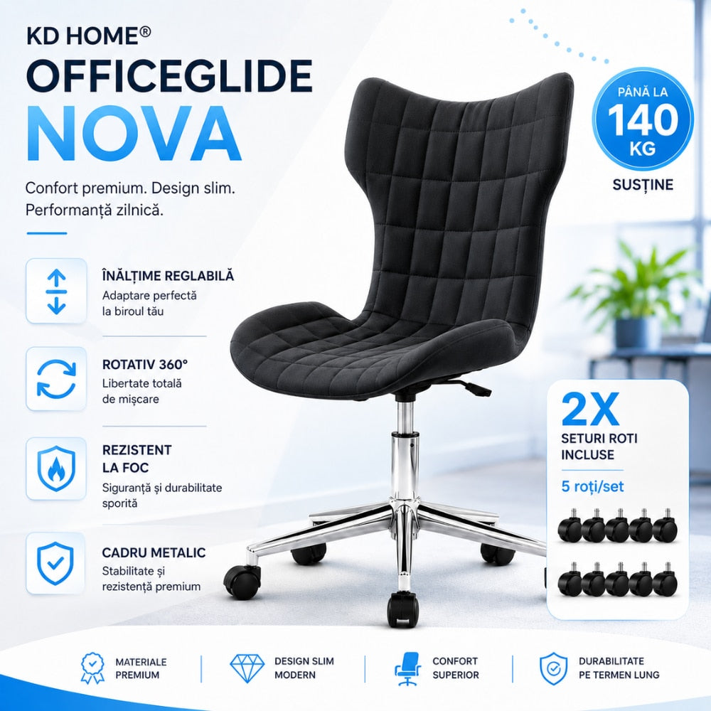 Set 2 Scaune De Birou KD Home OfficeGlide Nova 2, Negru