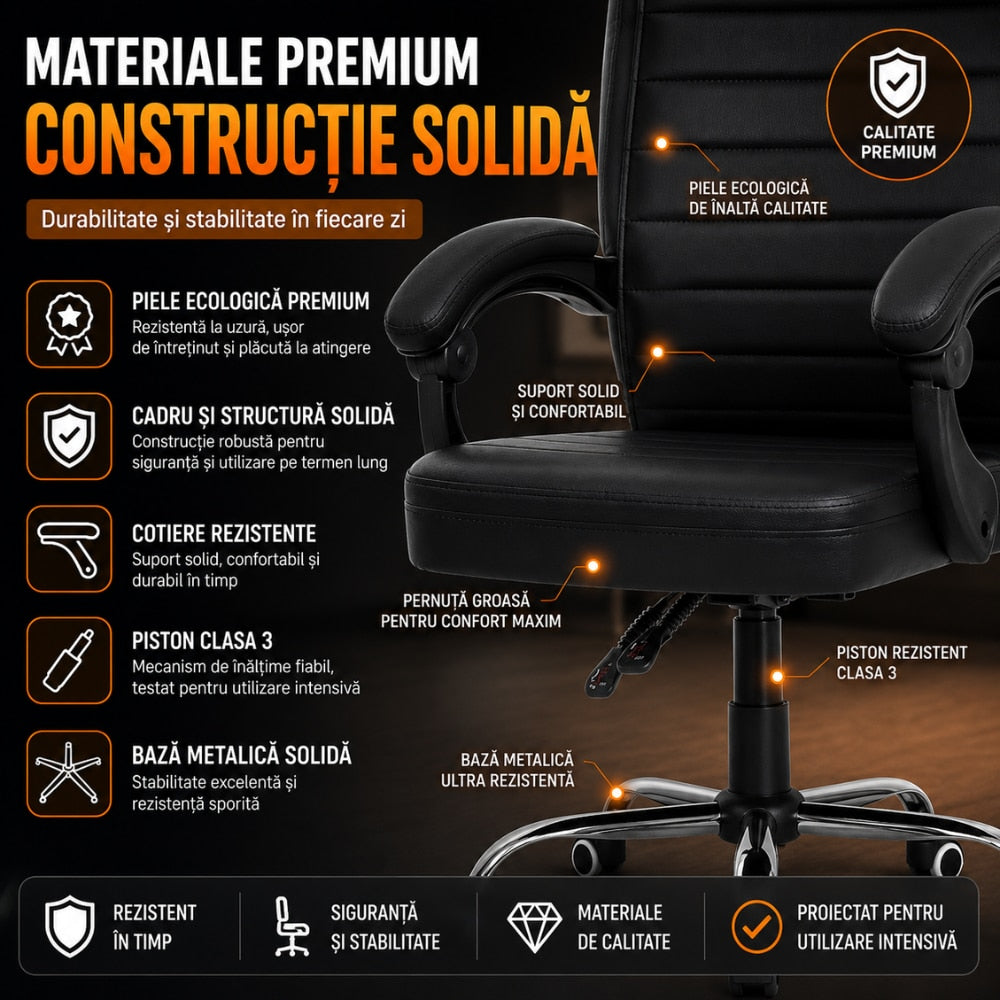 Scaun de Birou Directorial Cu Masaj KD Home DirectorX Duo, Negru