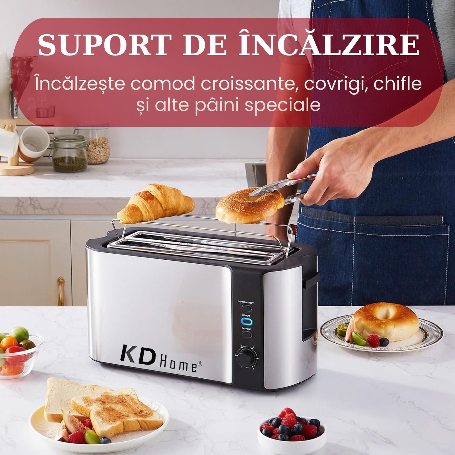 Prajitor de Paine 4 Felii Tip Toaster KD Home ToastElite Quad