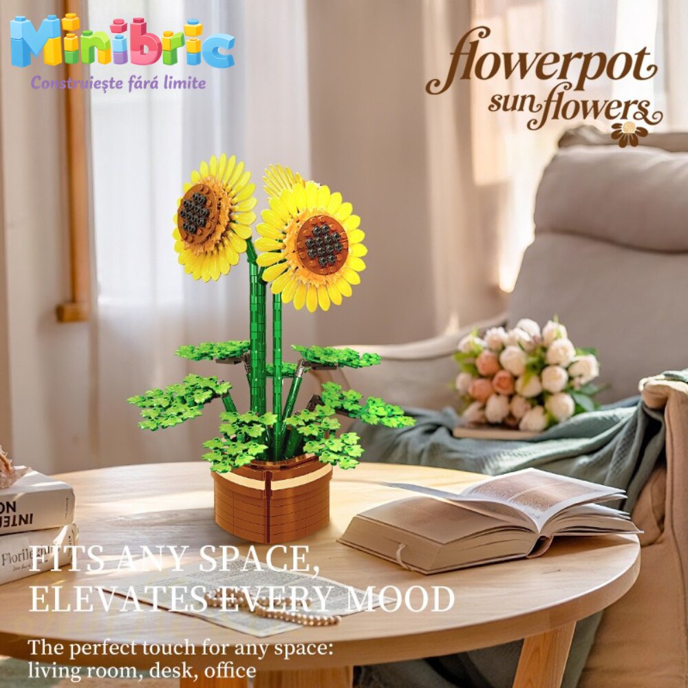 Set de Constructie cu Piese Tip Blocuri Constructie MiniBric Sun Flower