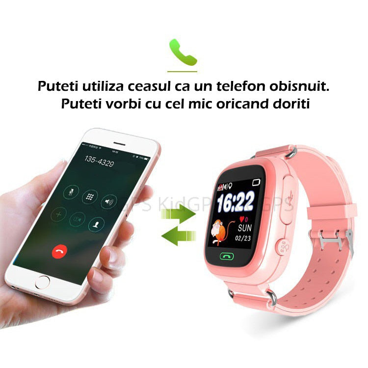 Ceas smartwatch GPS copii Techone™ GW100 Touch, Negru