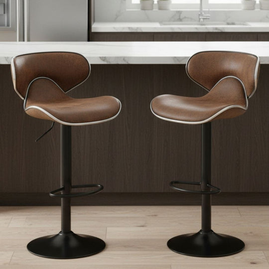 Set 2 x Scaun de Bar Inalt Cu Spatar KD Home Sky Vintage, Maro