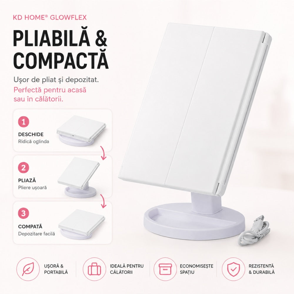 Oglinda Cosmetica Cu Marire Cu Led Pentru Machiaj KD Home GlowFlex