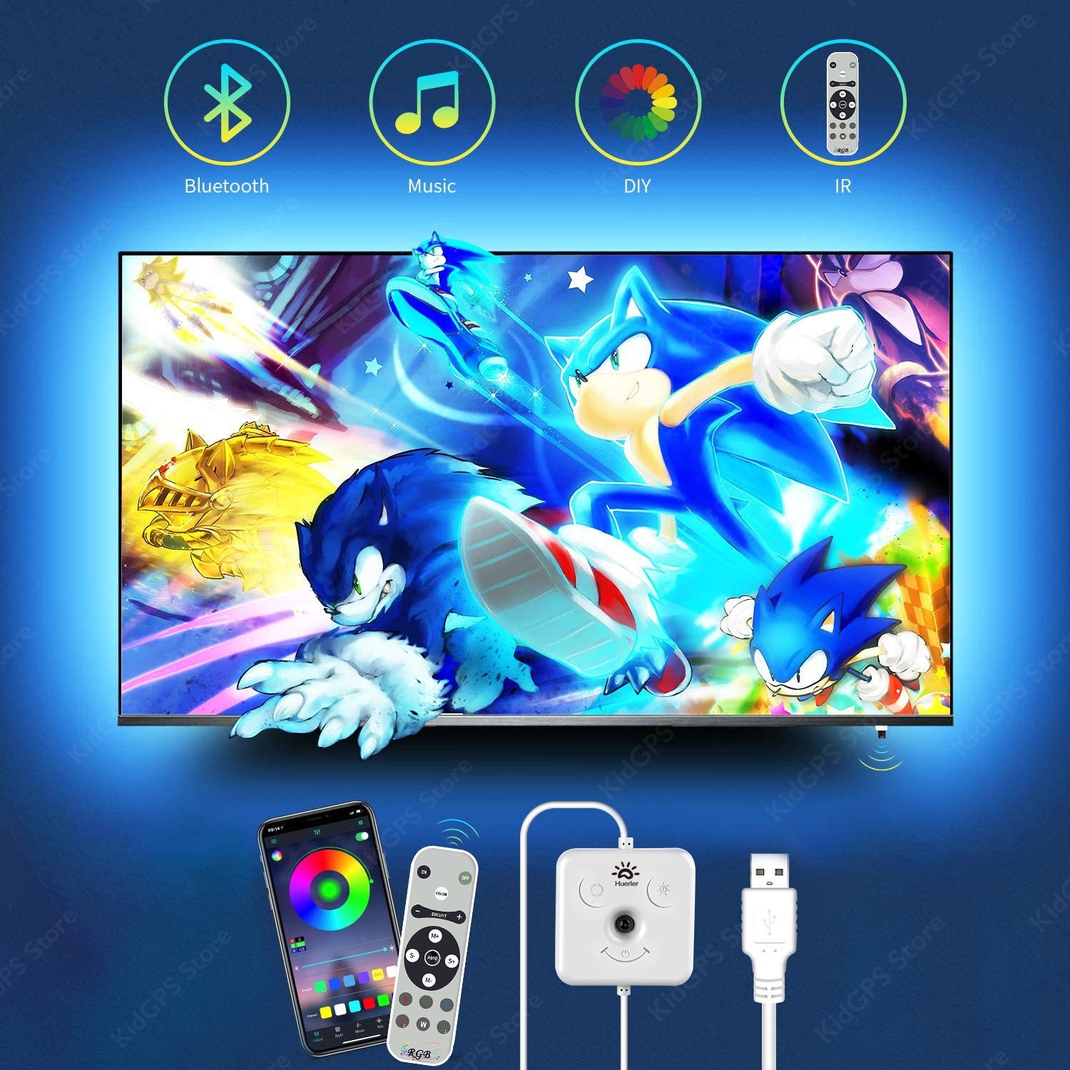 Kit Banda LED TV Huerler™ Smart RGB 2.5 metri
