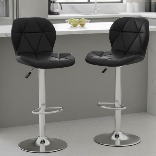 Set 2 x Scaun de Bar Inalt Cu Spatar KD Home Velvet Rise 360, Negru
