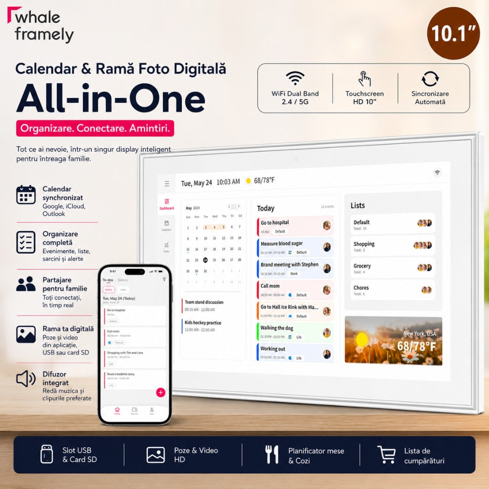 Calendar si Rama Foto Digitala WIFI Techone FrameSync